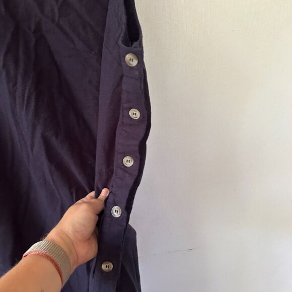 For Cynthia Linen Blend Shift Dress Womens XL Navy Lagenlook Coastal Grandma - Picture 2 of 5